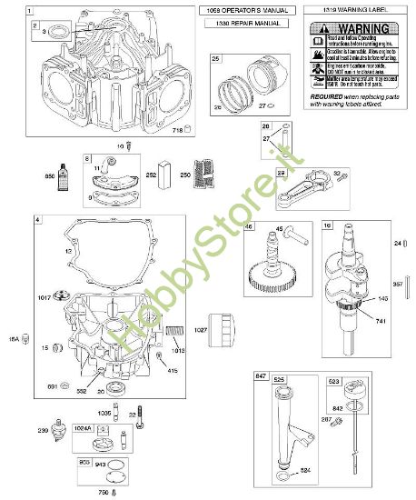 C - Albero a camme, albero motore, cilindro, coppa motore, lubrificazione, pistone, anelli, biella B&S - 44 €¦ 441677-0141-B1 brand Stihl